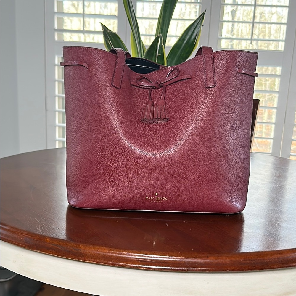 Kate Spade Burgundy Leather Tote Bag